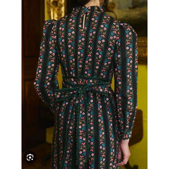 Pink City Prints Savannah Dress Haworth Border Black Womens XS - Picture 8 of 16